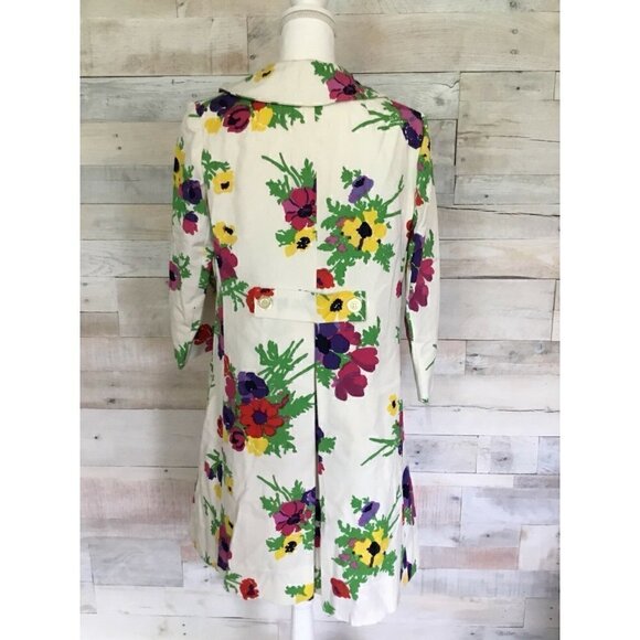 Vintage David Crystal Multicolor Floral Long Jacket Coat medium - Picture 6 of 12